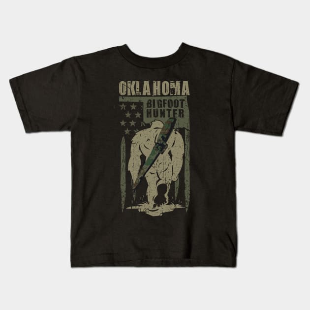 Oklahoma Bigfoot Hunter Kids T-Shirt by Tesszero